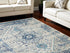 5' X 7' Ivory And Light Blue Floral Medallion Distressed Area Rug